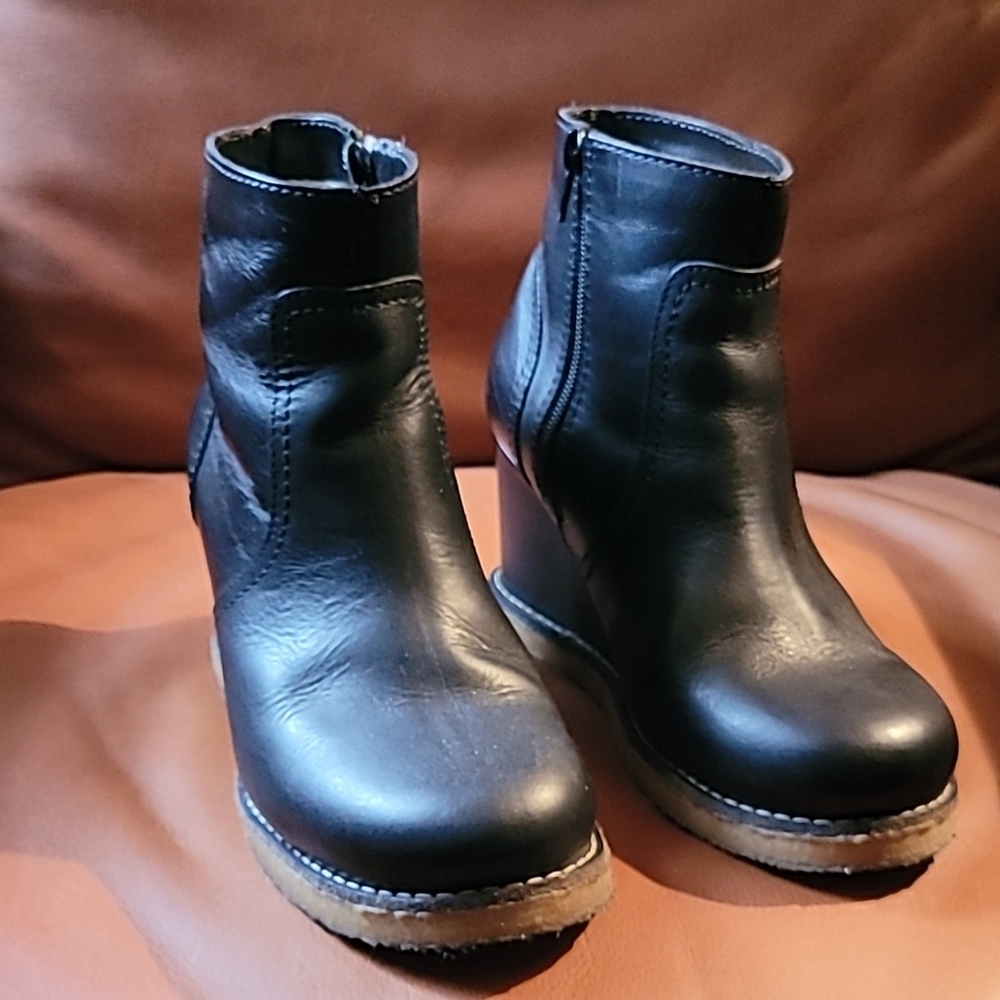 Swedish Hasbeens Black Ankle Boots